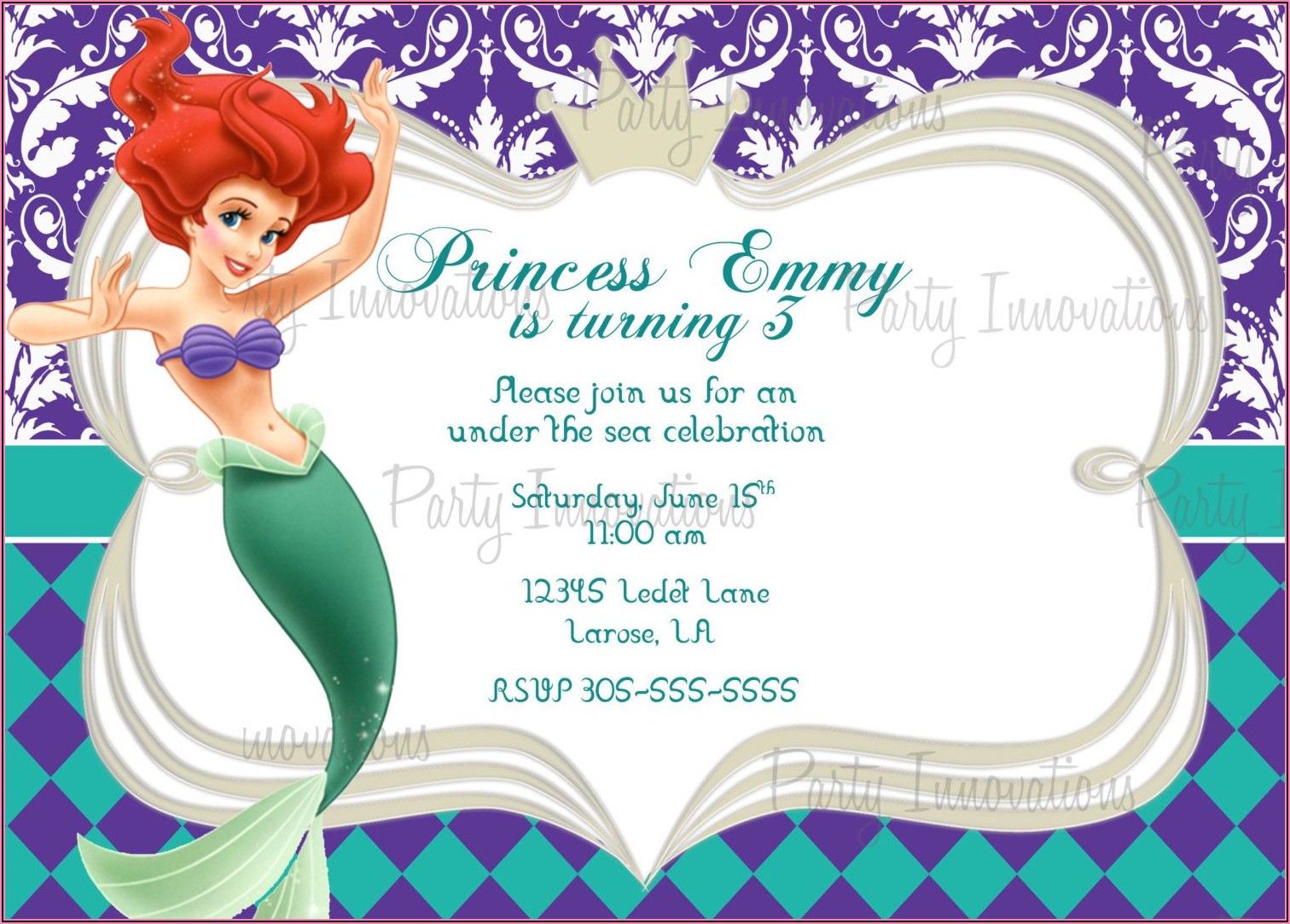 Little Mermaid Invitations Free Printable
