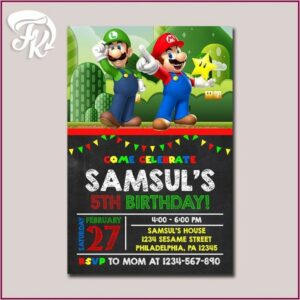 Mario Brothers Birthday Party Invitation