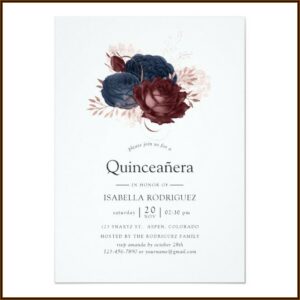 Maroon And Gold Quinceanera Invitations