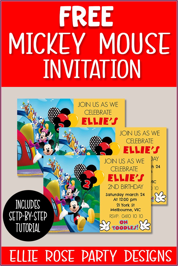 Mickey Mouse First Birthday Invitation Template