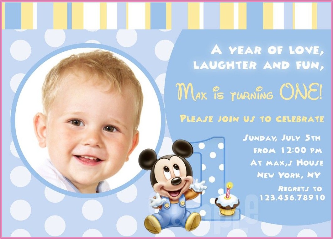 Mickey Mouse First Birthday Invitation Wording