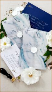 Midnight Blue And White Wedding Invitations