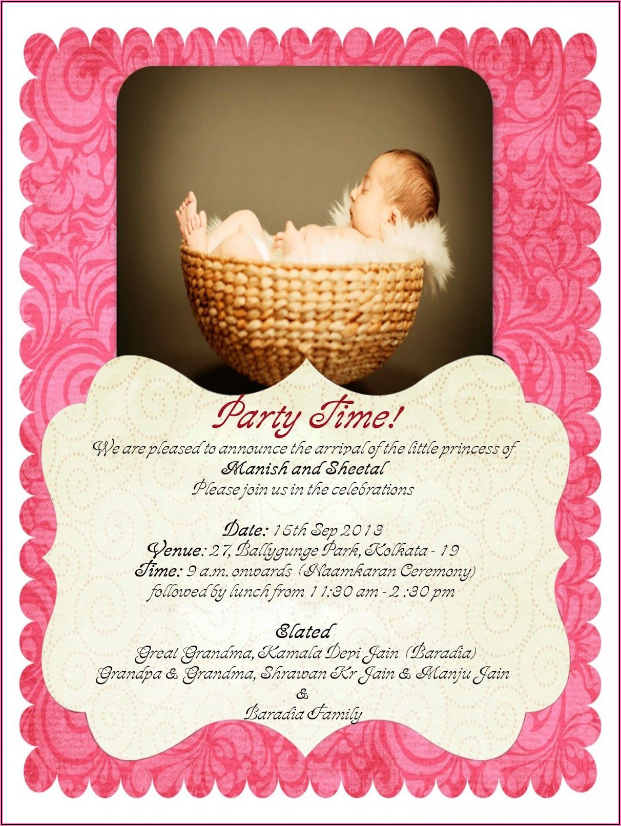 Naming Ceremony Invitation Card For Baby Boy Editable