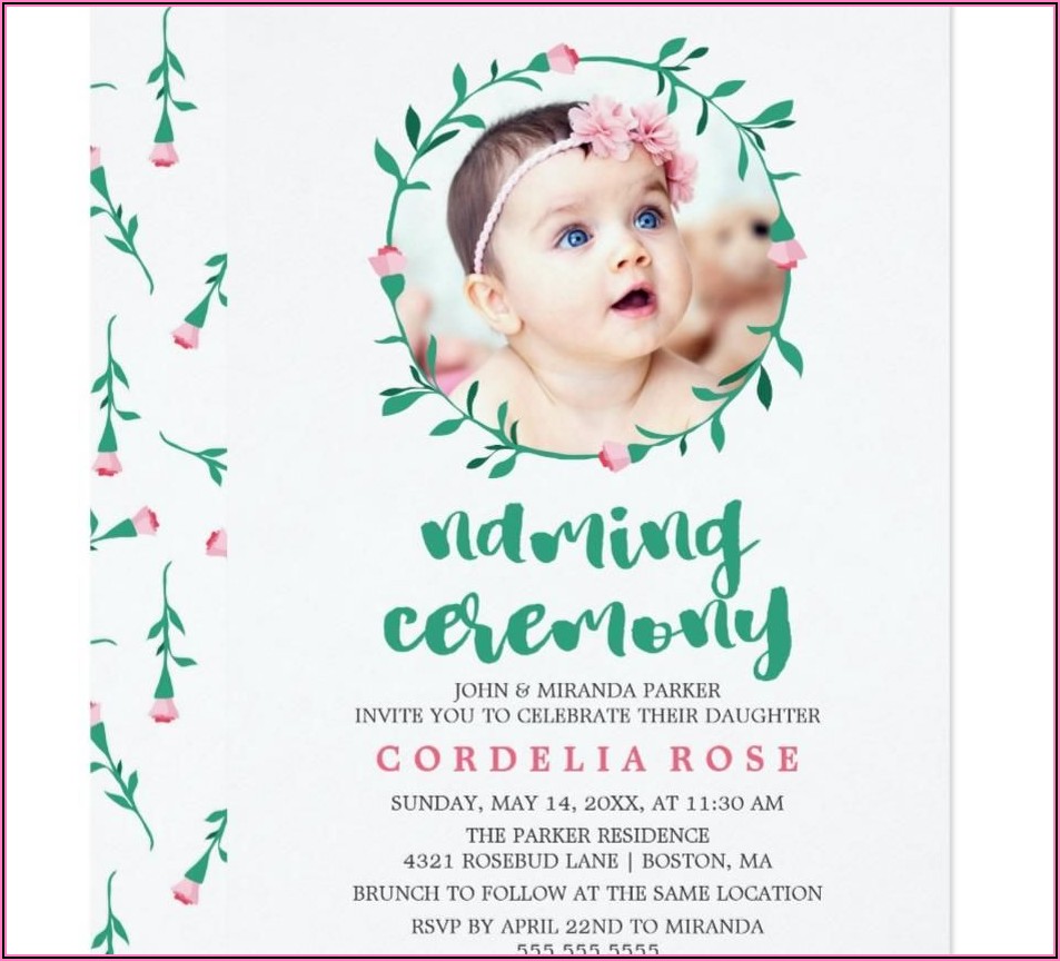 Naming Ceremony Invitation Card For Baby Girl Editable