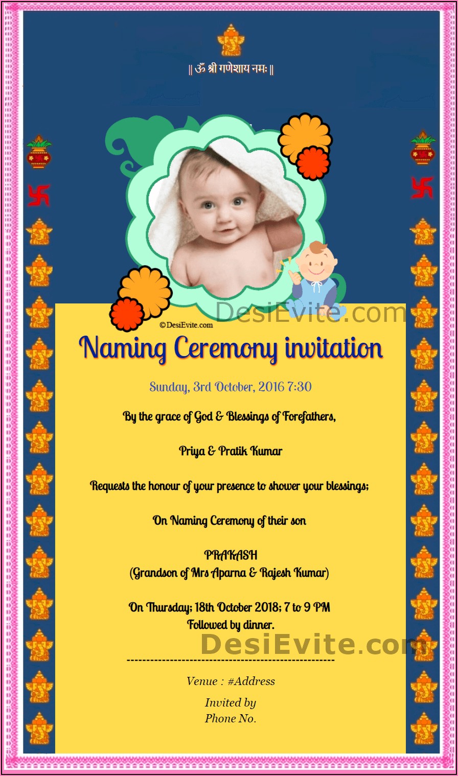 Naming Ceremony Invitation Card For Baby Girl Online