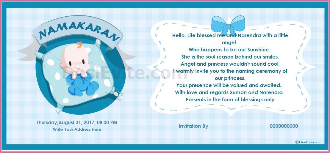 Naming Ceremony Invitation Wordings In English