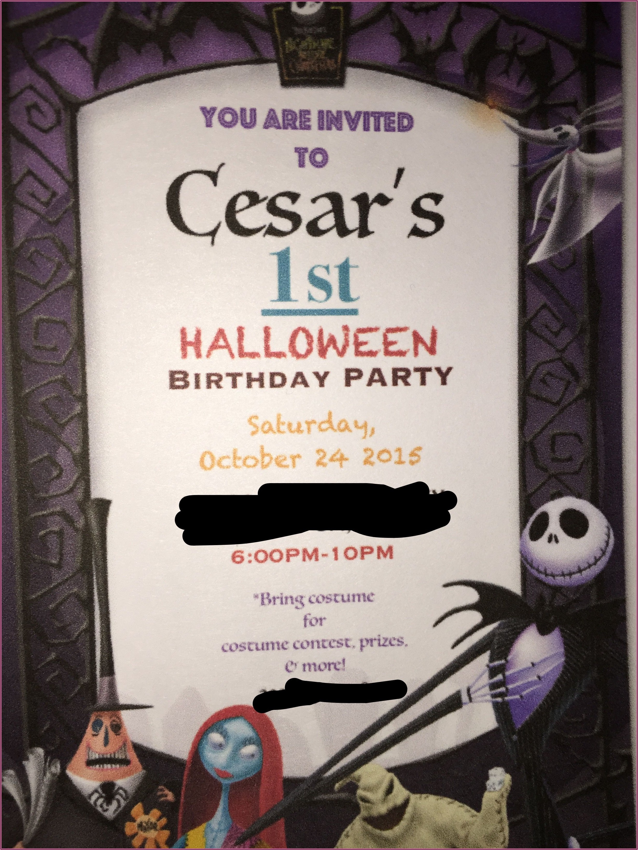 Nightmare Before Christmas Birthday Party Invitations