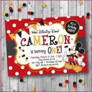 Personalized Mickey Mouse First Birthday Invitations
