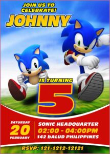 Printable Sonic The Hedgehog Party Invitations