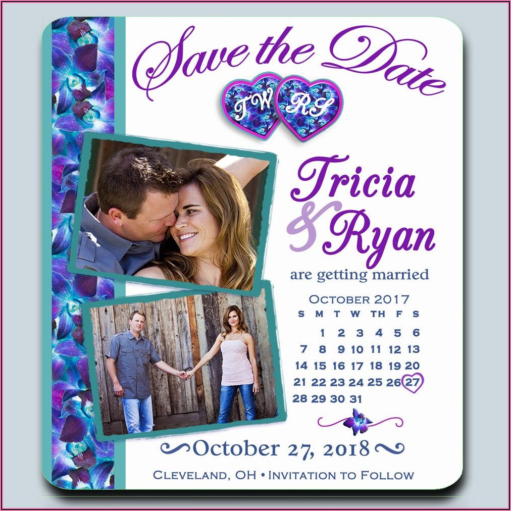 Purple And Blue Orchid Wedding Invitations