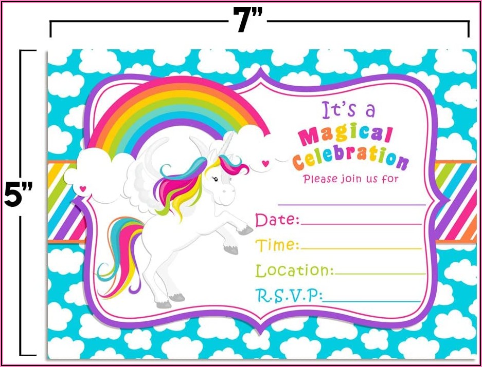 Rainbow Unicorn Birthday Invitations