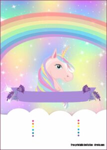 Rainbow Unicorn Invitation Template Free