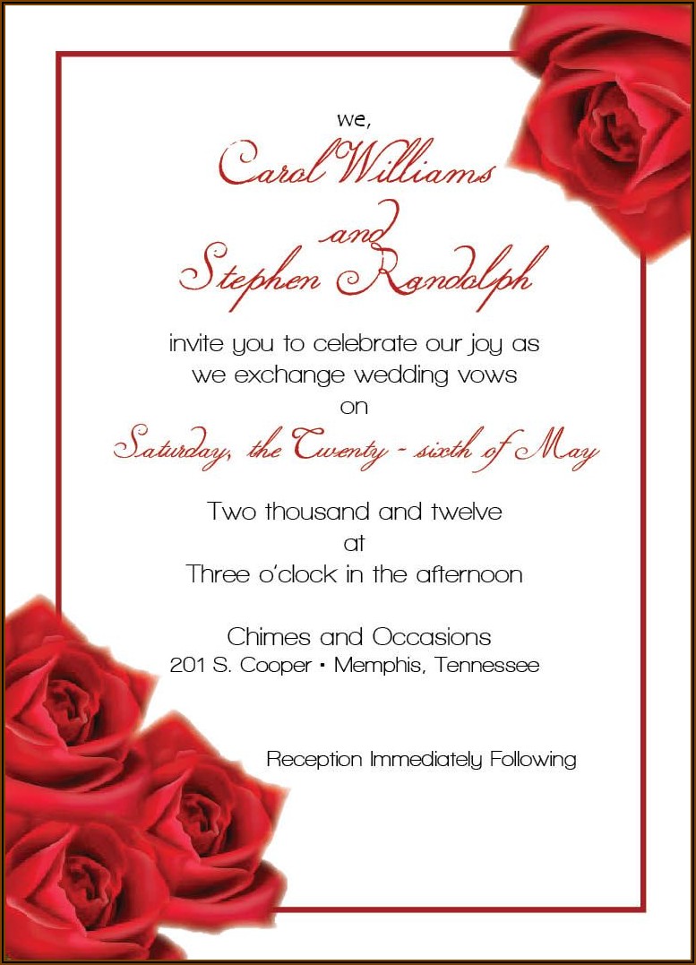 Red And White Roses Wedding Invitations