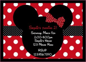 Red Minnie Mouse Baby Shower Invitations