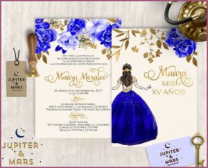 Royal Blue Quince Invitations