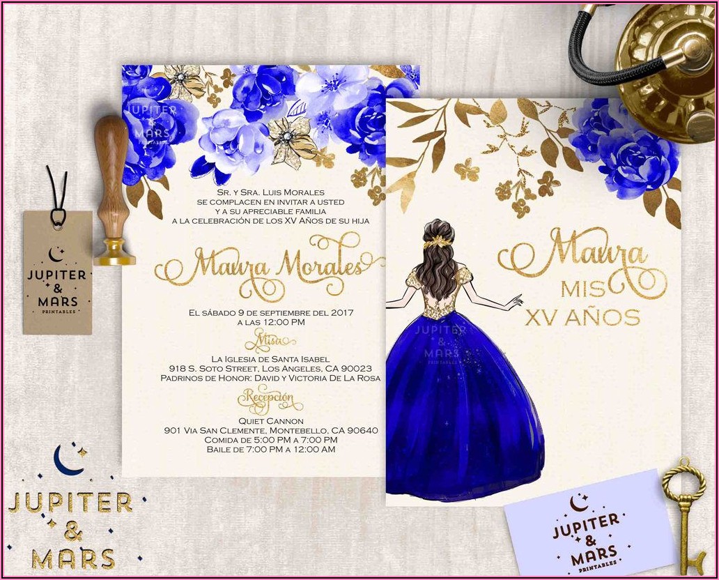 Royal Blue Quince Invitations