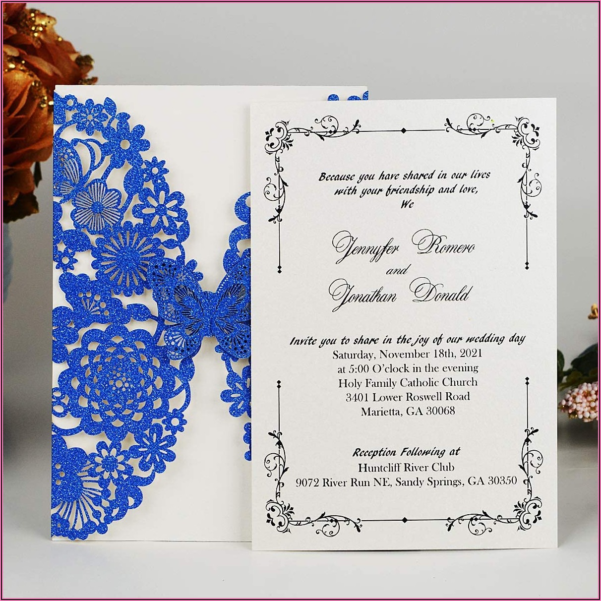Royal Blue Quinceanera Invitation Cards