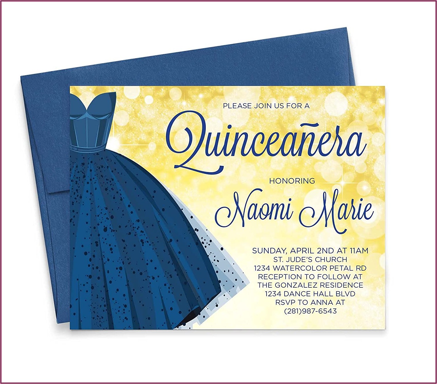 Royal Blue Quinceanera Invitations