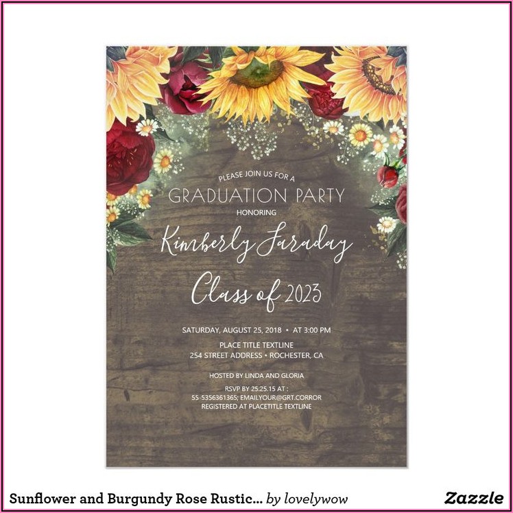 Rustic Sunflower And Rose Wedding Invitations