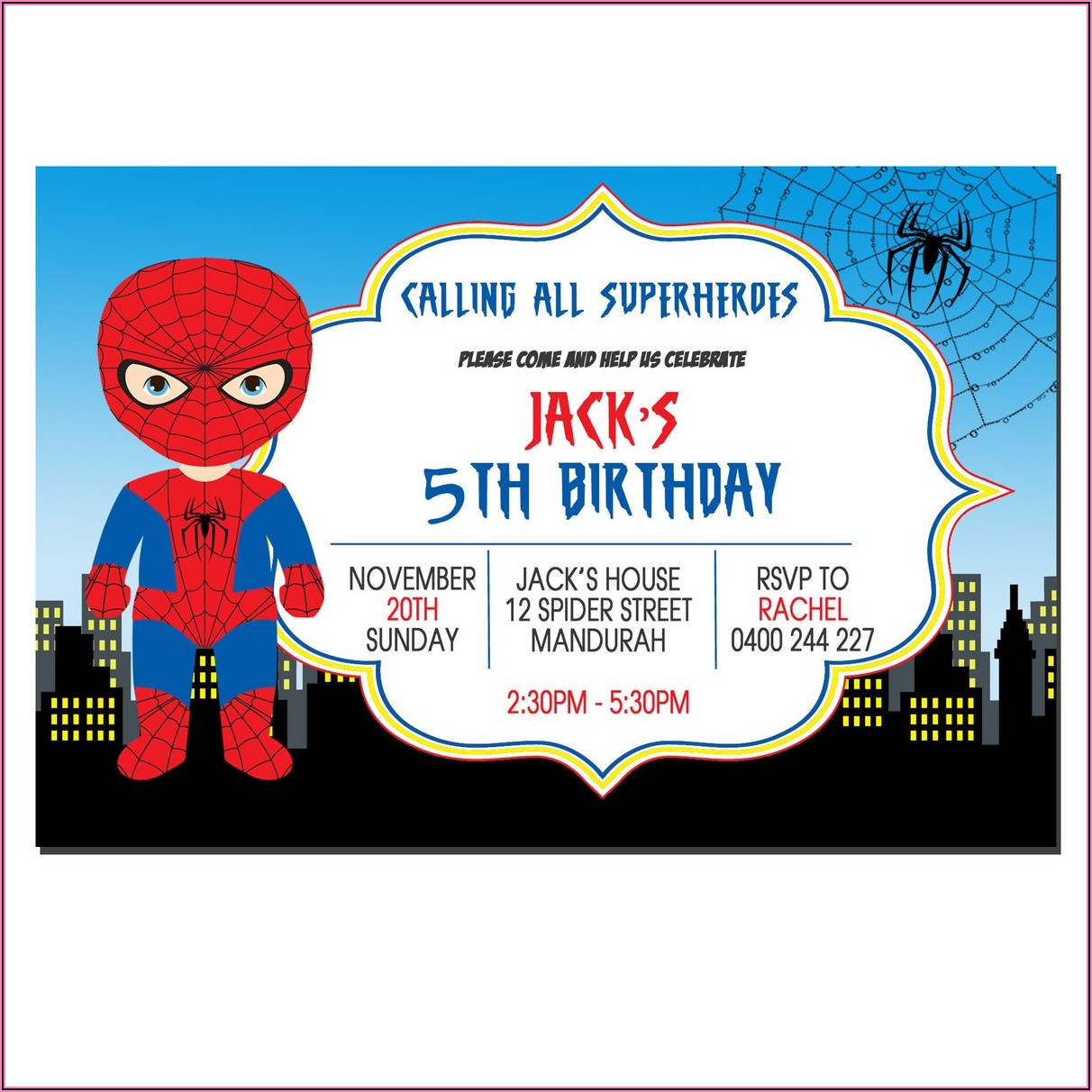 Spiderman Birthday Invitation Designs