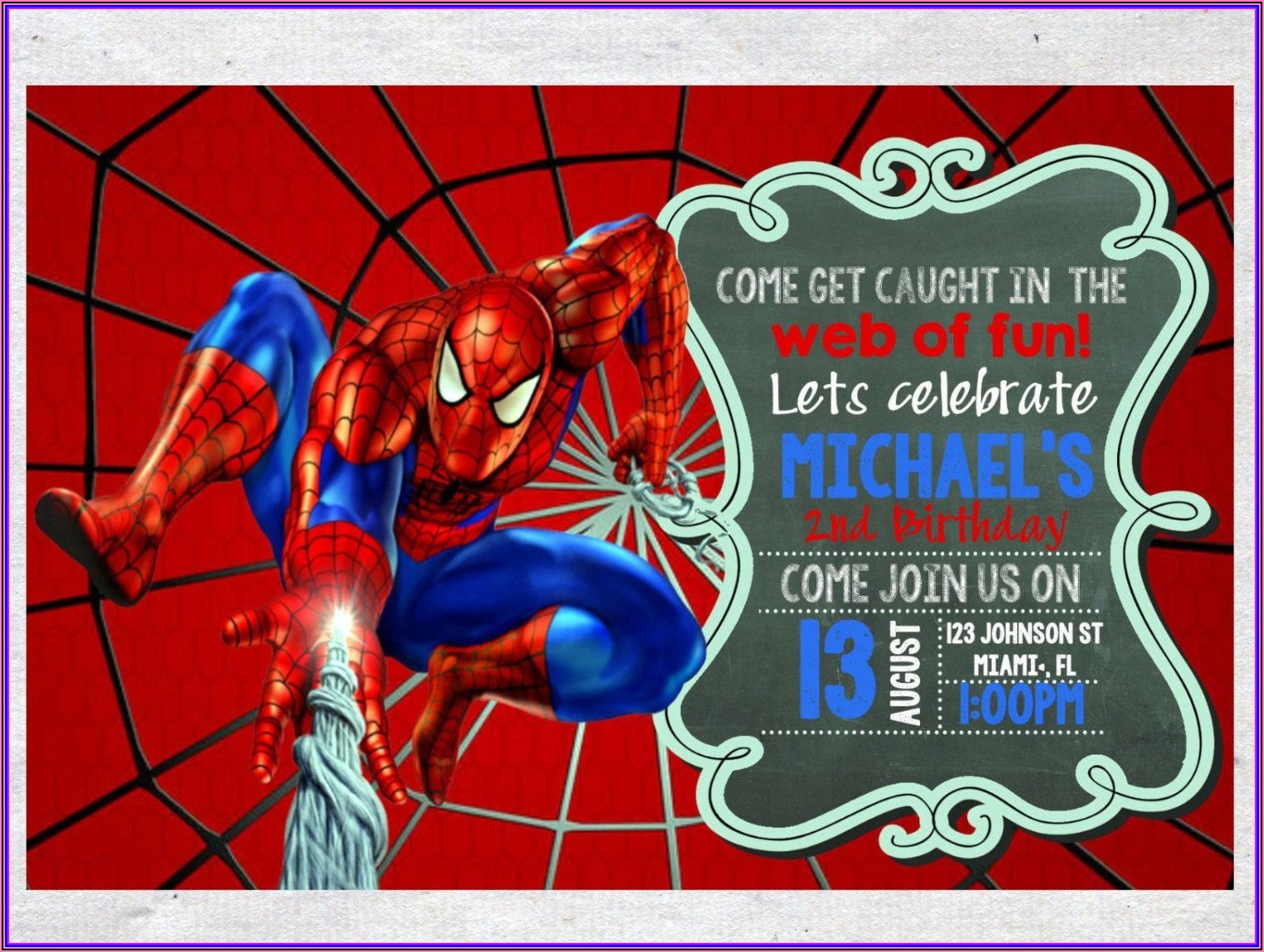 Spiderman Editable Birthday Invitations Templates Free