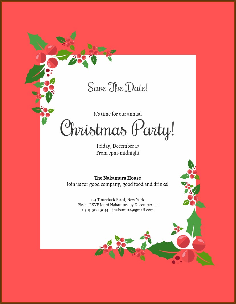 Staff Christmas Lunch Invitation Template