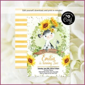 Sunflower Birthday Party Invitation Template