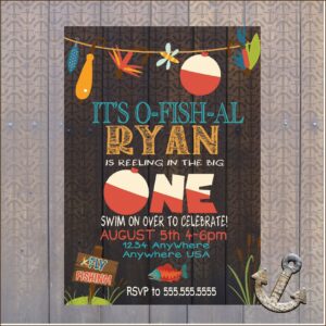 The Big One Fishing Birthday Invitations