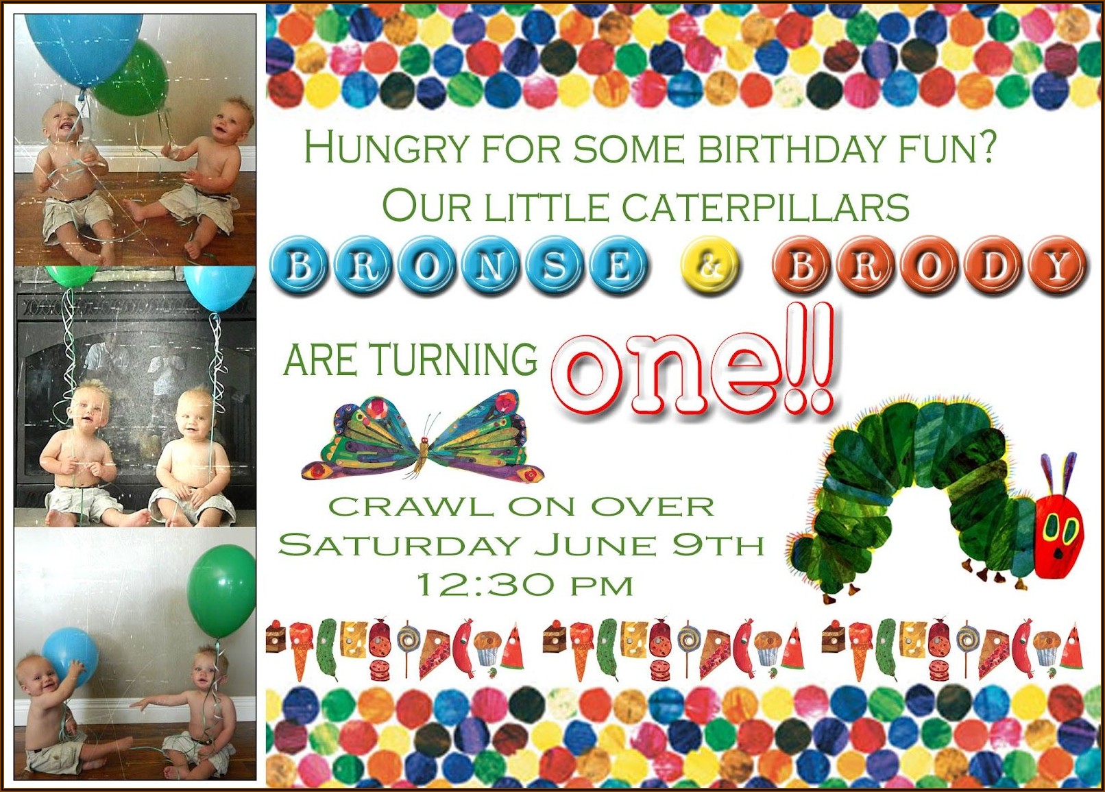 Very Hungry Caterpillar 1st Birthday Invitations
