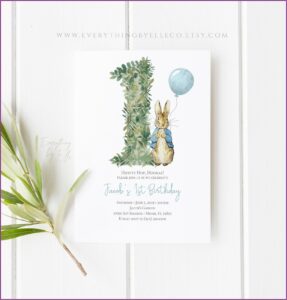 1st Birthday Invitation Peter Rabbit