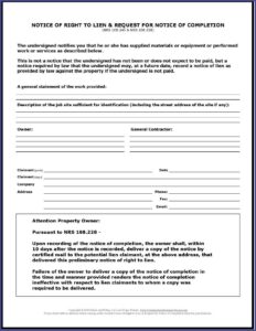 20 Day Preliminary Lien Notice Form Arizona