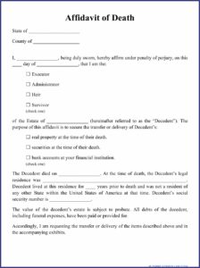 Affidavit Of Death Of Trustee Form California