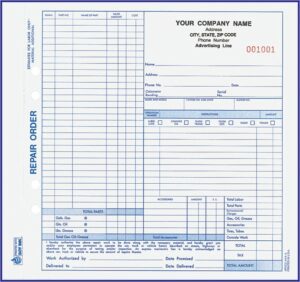 Auto Repair Shop Order Form
