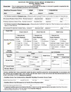 Backflow Device Test Report Form
