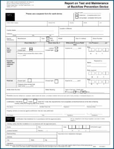 Backflow Test Report Template