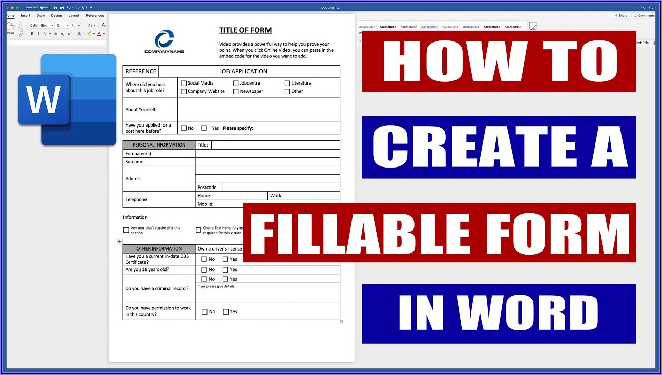 Best Way To Make A Fillable Form In Word
