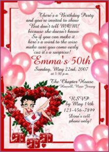 Betty Boop Birthday Invitations
