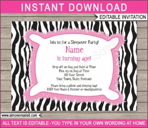 Birthday Sleepover Invitation Templates Free
