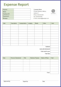Blank Expense Report Forms