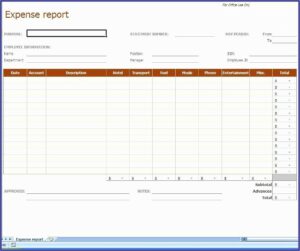 Blank Expense Report Template