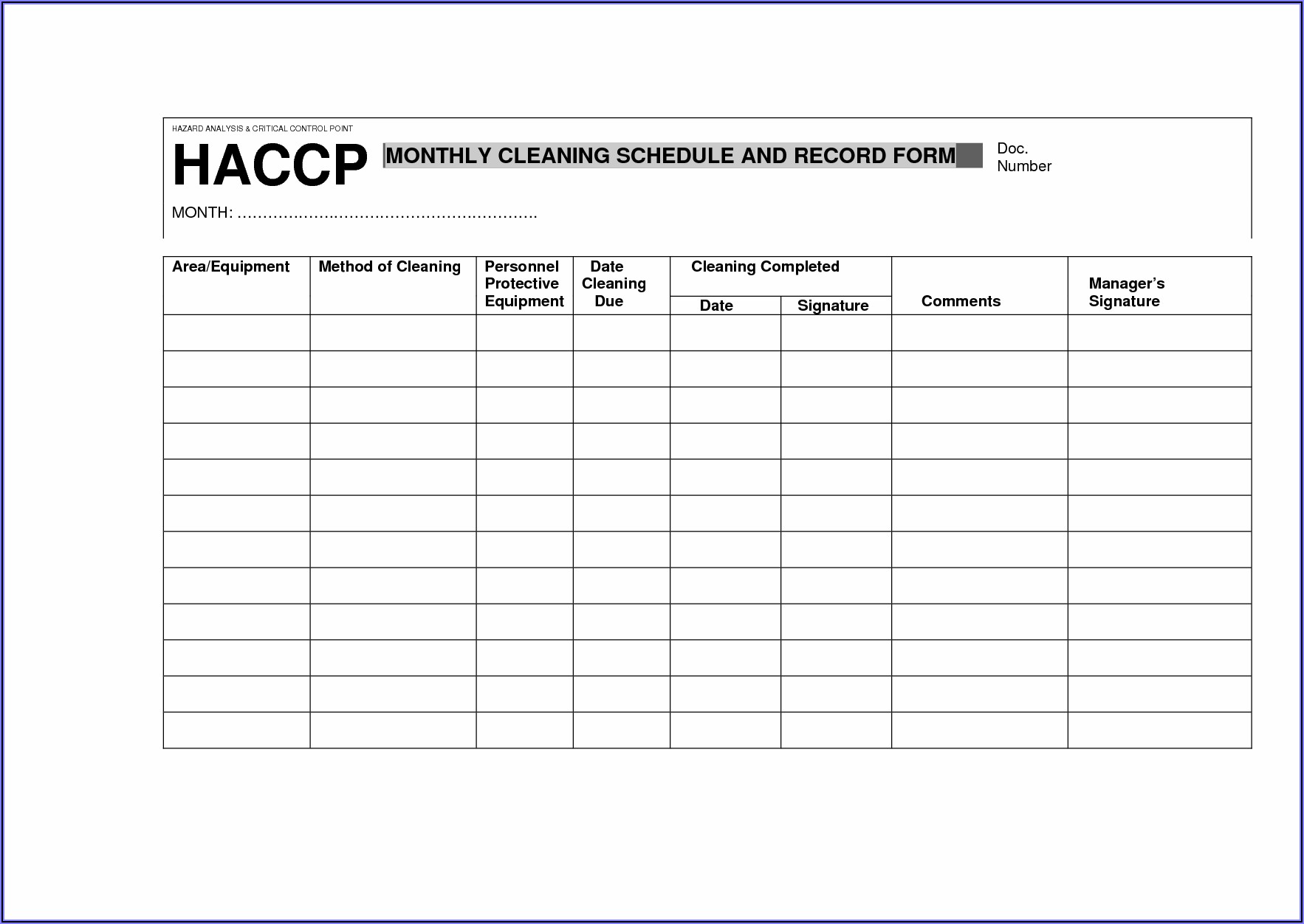 Blank Haccp Forms