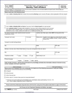 Blank Identity Theft Affidavit Form