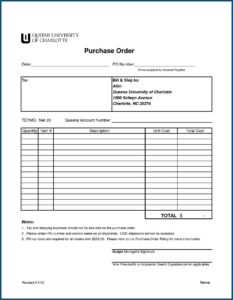 Blank Purchase Order Form