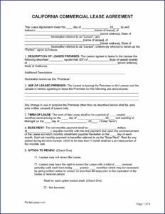 Blank Rental Lease Agreement California