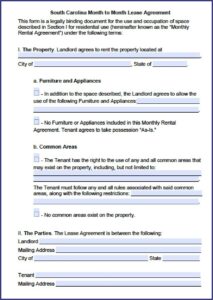 Blank Rental Lease Agreement Sc