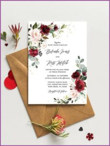 Burgundy Floral Invitation Template