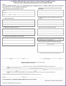 California 20 Day Preliminary Notice Form Free