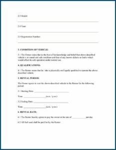 Car Rental Agreement Format Pdf