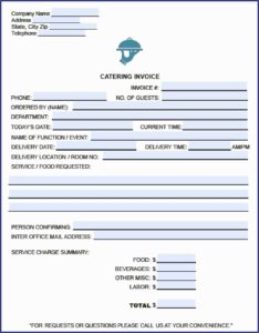 Catering Order Form Template Excel