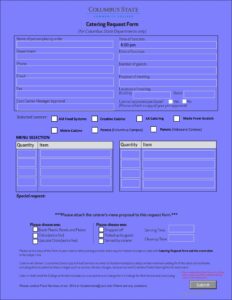 Catering Request Form Template